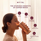 P-TAL Tumbler with Lid Serving Copper Glass with Brass Lid Tamba Glass with Ayurvedic Health Benefits Ptal Brass and Copper Utensils (600 ml Tumbler Glass)