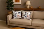 AMAZE ATTIRES Velvet Cushion Cover 16x16 Inch – Set of 2 Decorative Throw Pillow Covers for Sofa, Couch or Bed – Designer Printed Square Cushion Covers – Home Decor (Blue Red Floral)