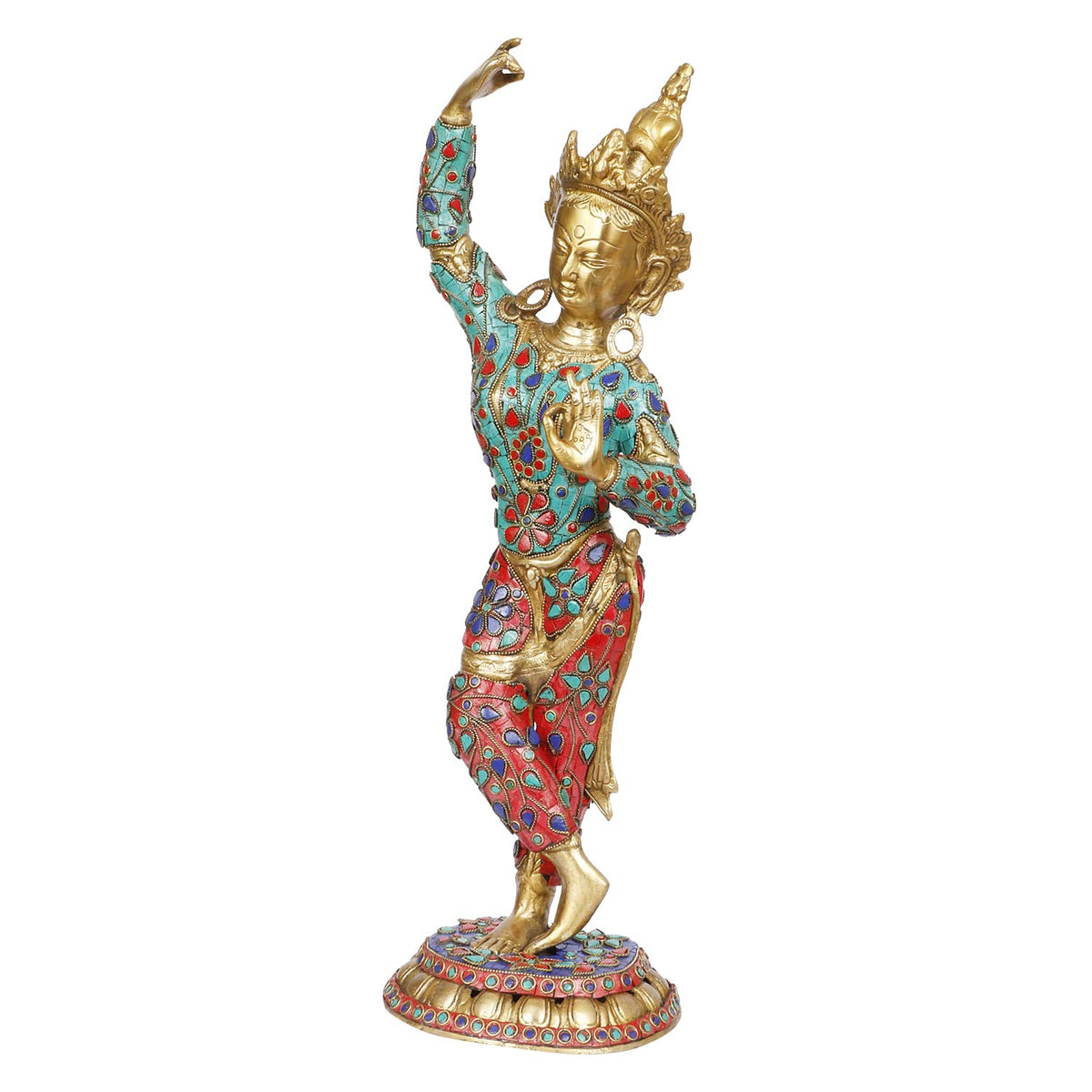 ARTVARKO 20 Inches Large Goddess Tara Brass Standing Statue Tara Statue for Health Happiness Wealth | Dancing Idol Home Décor Sculpture
