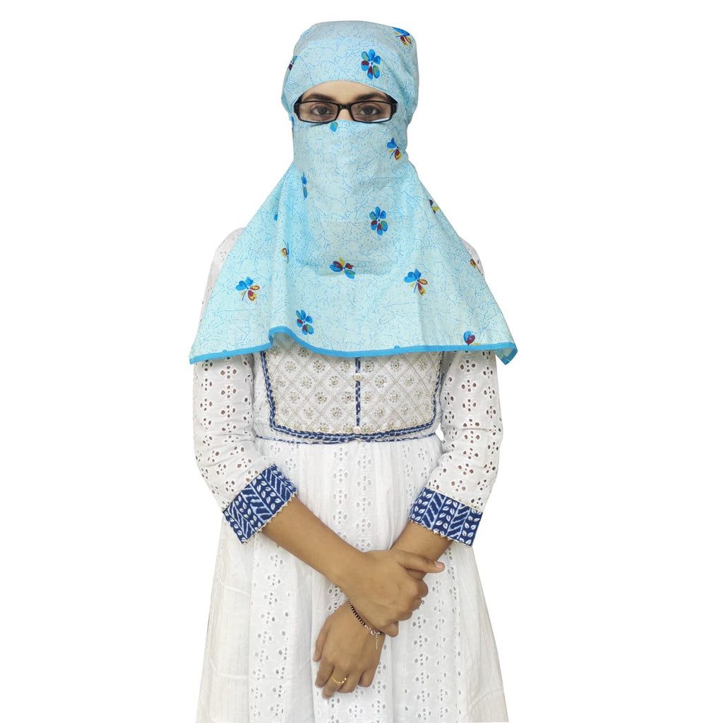 Switchon Cotton Printed Female Scarf Hijabf For Women-Yellow Multi - 12 Yrs And Above-1 Scarf