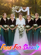 Aukmla Aukmla Wedding Black Faux Fur Wraps and Shawls Wedding Bridal Stoles Scarf for Brides and Bridesmaids