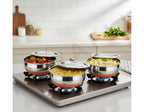 ALWAFLI 3 pcs Stainless Steel Copper Bottom Kitchen Serving, Cooking Bowl | Cook and Serve Inductiom & Gas Compatible Biryani Handi | Handi Set with Steel Lid (0.45 L, 0.75 L & 1 L) (3 pcs)