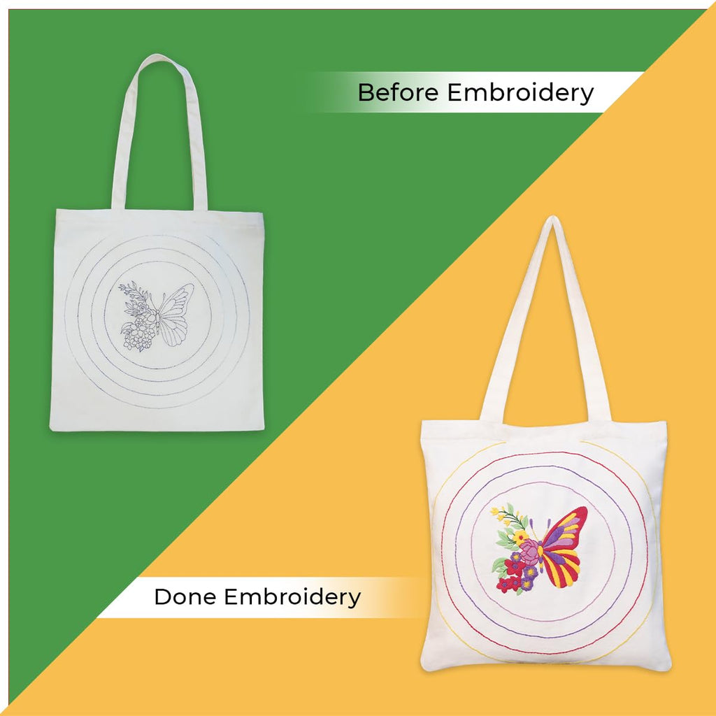 picknMAKE DIY Aesthetic & Stylish Embroidery Tote Bags for Women Office use with Zip – Stylish Cotton Canvas Tote Handbags for College, Office, and Everyday Use