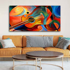 VIBECRAFTS Canvas Paintings for Living Room Drawing Room Colorful Abstract Guitar Canvas Wall Painting Fitted With Wooden Frame for Home | Office | Gift (PTVCH_2433)