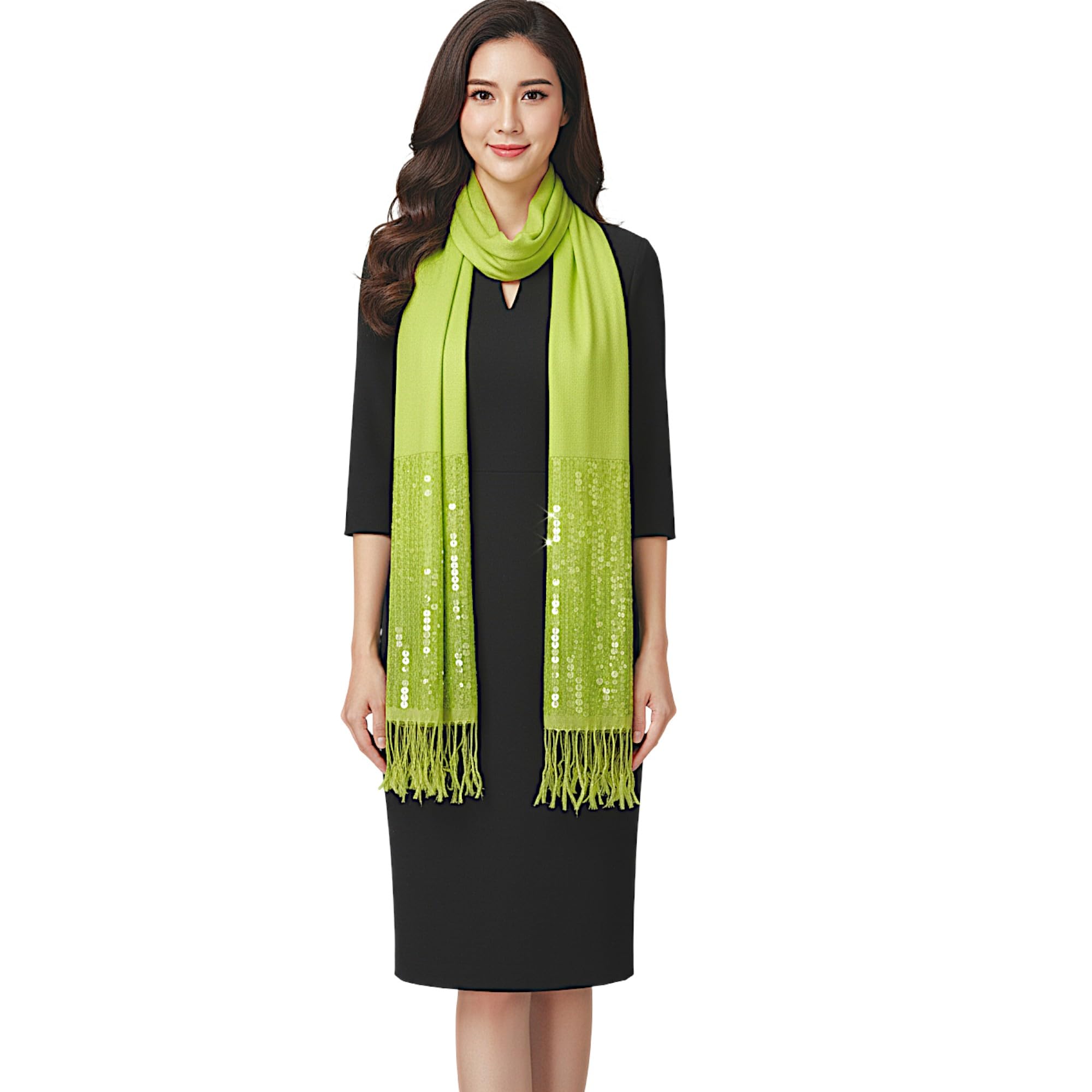 Graziemille Pure Pashmina For Women Pashmina green sequins XL