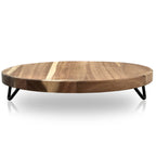 WILDMOS Decorative Round Wood Riser For Display,Pedestal Tray For Home Or Kitchen And Bathroom Countertop Organizer,Farmhouse Kitchen Counter Decor Tray. (12-Inch), Brown