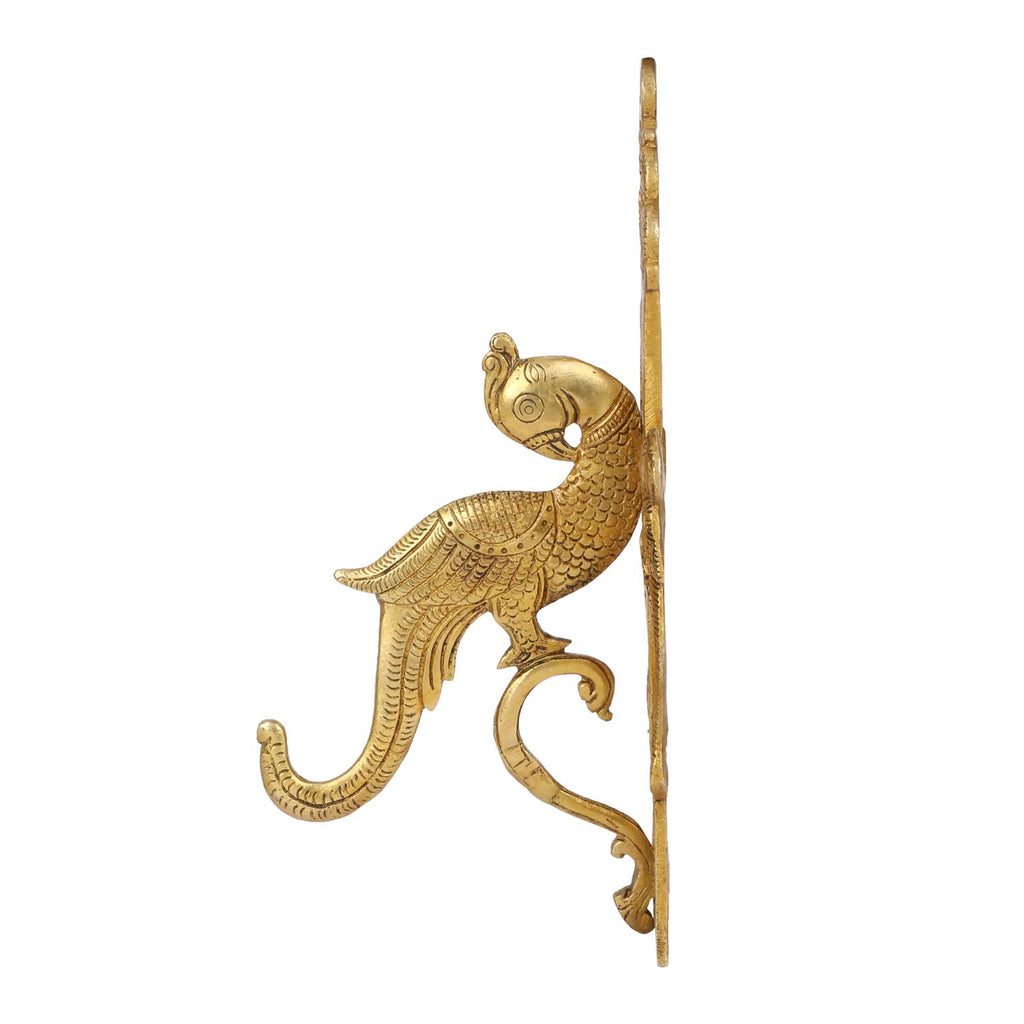 ARTVARKO Brass Traditional Parrot Wall Bracket Wall Hook Hanger for Hanging Diya Lamp Wall Decor - 10 Inches