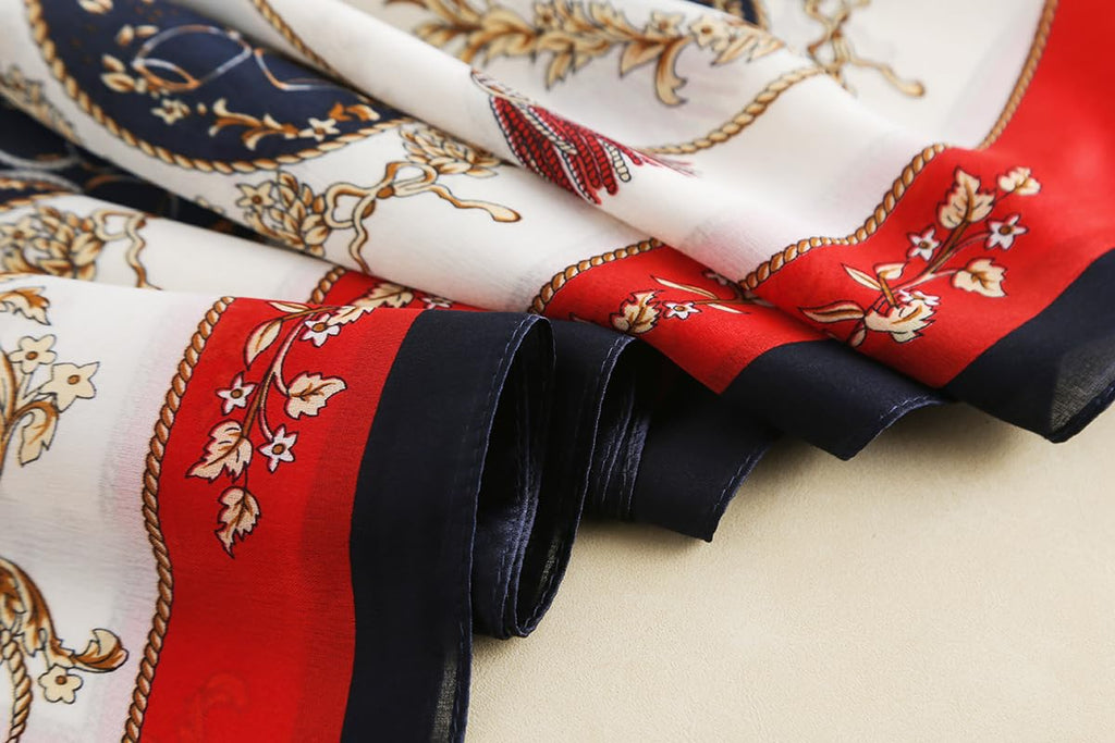 CrossKulture White Red & Black Satin Silk like Scarf for Women | Stylish, Soft, & Lightweight | Satin Feel Neck Scarf, Hair Scarf, Head Scarf for Women | Long Silken Stole