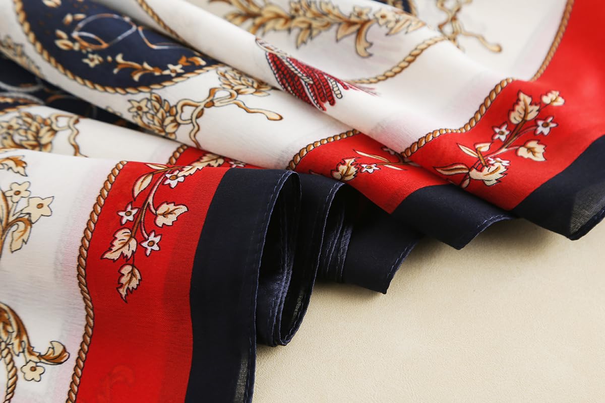 CrossKulture White Red & Black Satin Silk like Scarf for Women | Stylish, Soft, & Lightweight | Satin Feel Neck Scarf, Hair Scarf, Head Scarf for Women | Long Silken Stole