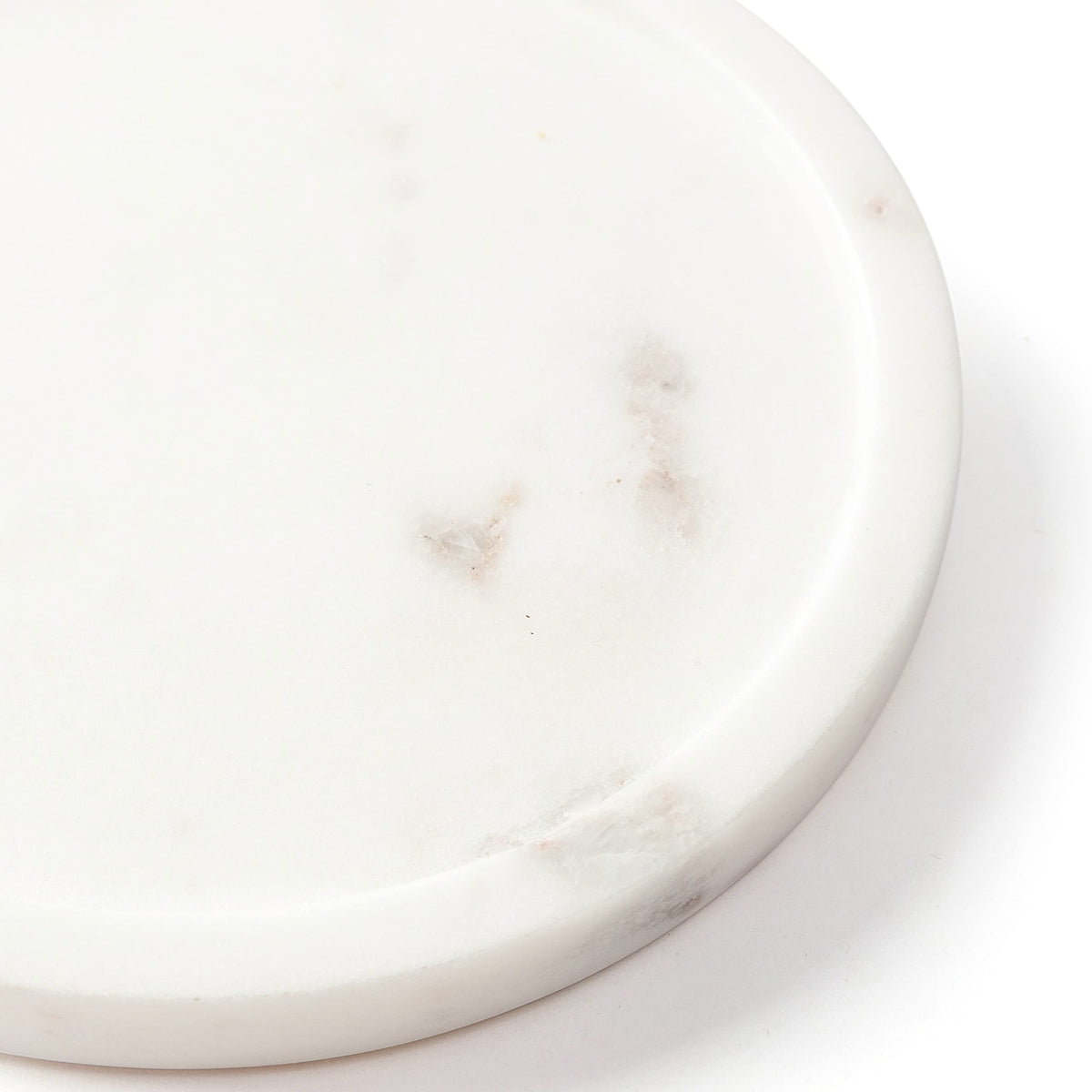 Serein Modern Round White Marble Tray Platter Trinket Vanity Storage Organizer Handmade Marble Serving Tray for Perfume, Jewelry, Coffee Table Decor for Makeup Organizer, Bathroom, Kitchen -8 Inch