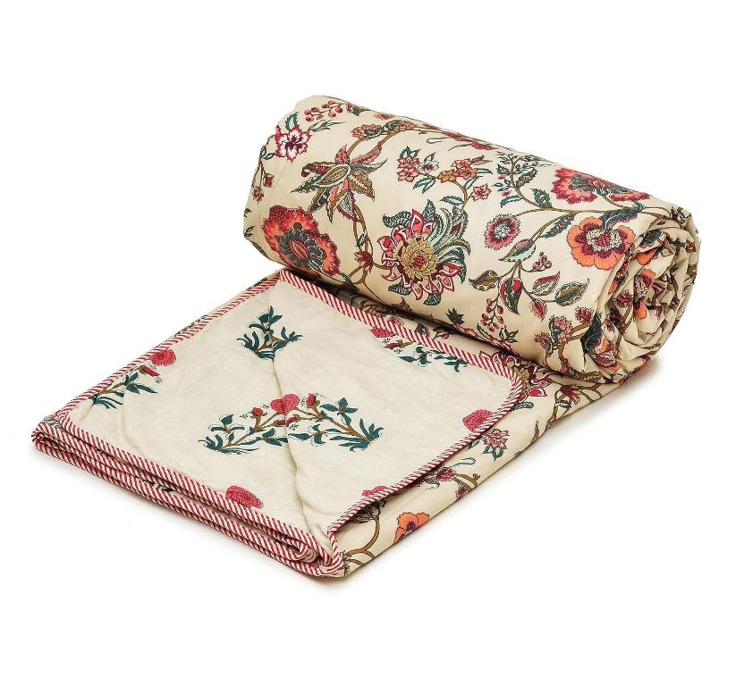 3-Layered Pure Cotton Reversible Dohar for Single Bed 60 x 90 Inches | Super Soft Lightweight AC Blanket/Quilt | All-Season Comfort & Washable Printed Cotton Dohar (Pack of 2) - Design 3 Kafalo