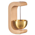 ASHGUJ Modern Wooden Tea Light Holder with Brass Bowl, Natural Wood Stand, Minimalist Home Decor, Candle Display