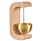 ASHGUJ Modern Wooden Tea Light Holder with Brass Bowl, Natural Wood Stand, Minimalist Home Decor, Candle Display