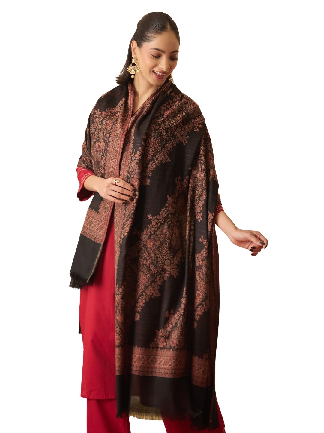 Pashmoda Women Kohsar Kashmiri Jamawar Woven Design Shawl (Size: 40x80in, 101x203cm) SECS53