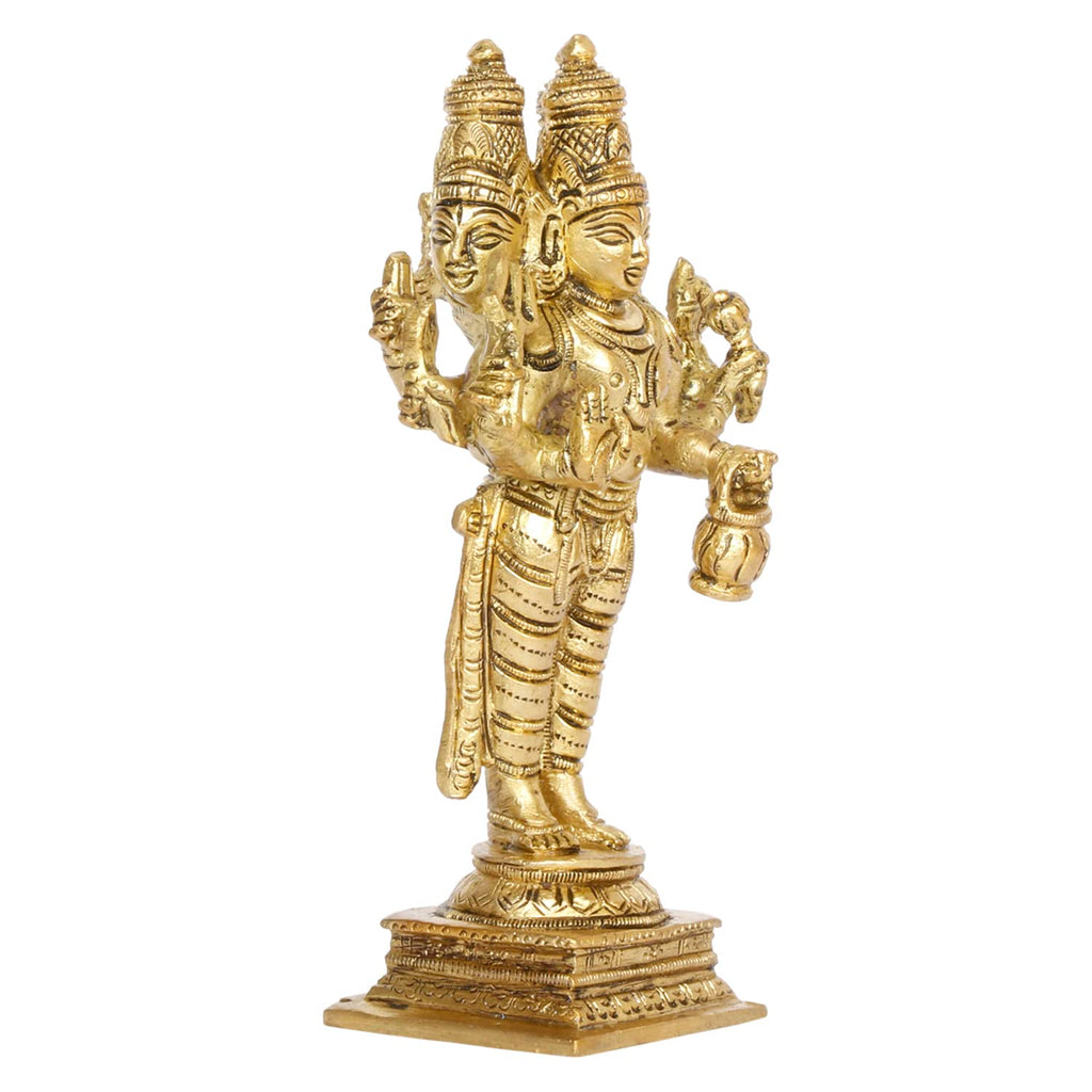 ARTVARKO Brass Brahma Vishnu Shiva Mahesh Trimurti Figurine Trinity Idol Dattatreya Tridev for Home Office Temple Decor Gift 6 Inch