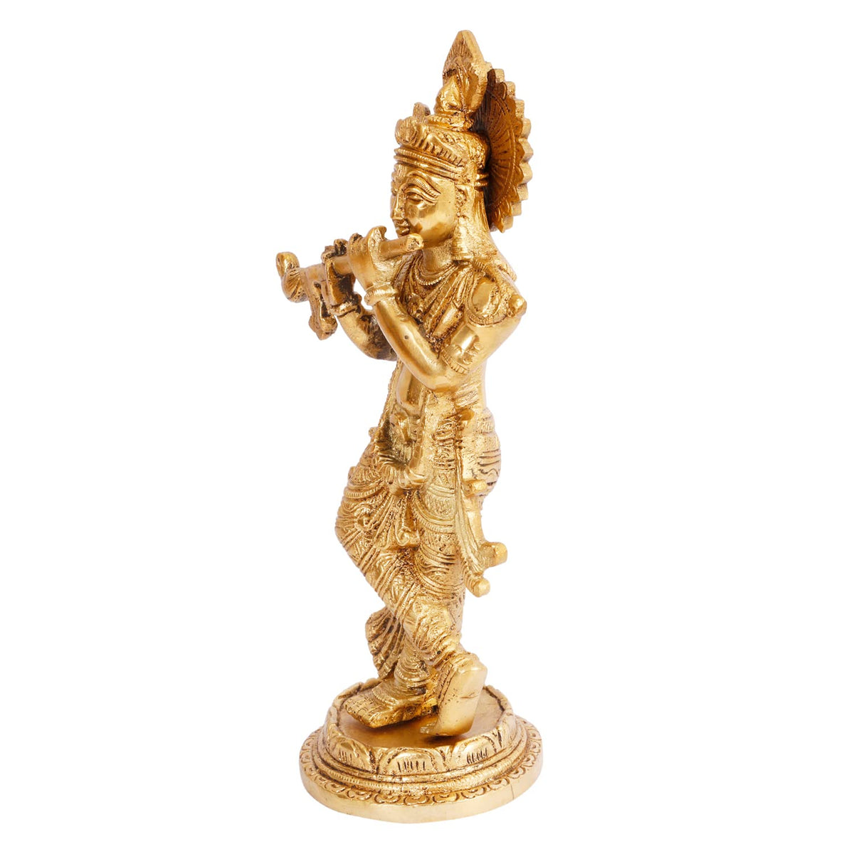 ARTVARKO Brass Krishna Idol Statue Playing Flute for Puja Mandir Krishna Murti Sculpture Gift & Home Decor Height 9 Inches