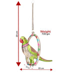 KridayKraft Prince Home Decor & Gifts Hanging Parrot Showpiece – White Metal Decorative Bird with Green Accents & Chain for Home Décor, Balcony (24 x 7.5 x 21 cm, 910 g, 50 cm, Silver)