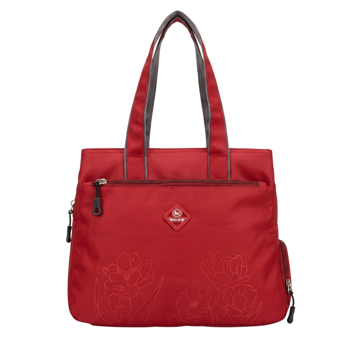 Bag-Age HB55 Tote Handbag for Girls & Women, Water Resistant Office Work Bag with Umbrella Pocket, Large Capacity Shoulder Bag for Work, Travel & Daily Use (Red)