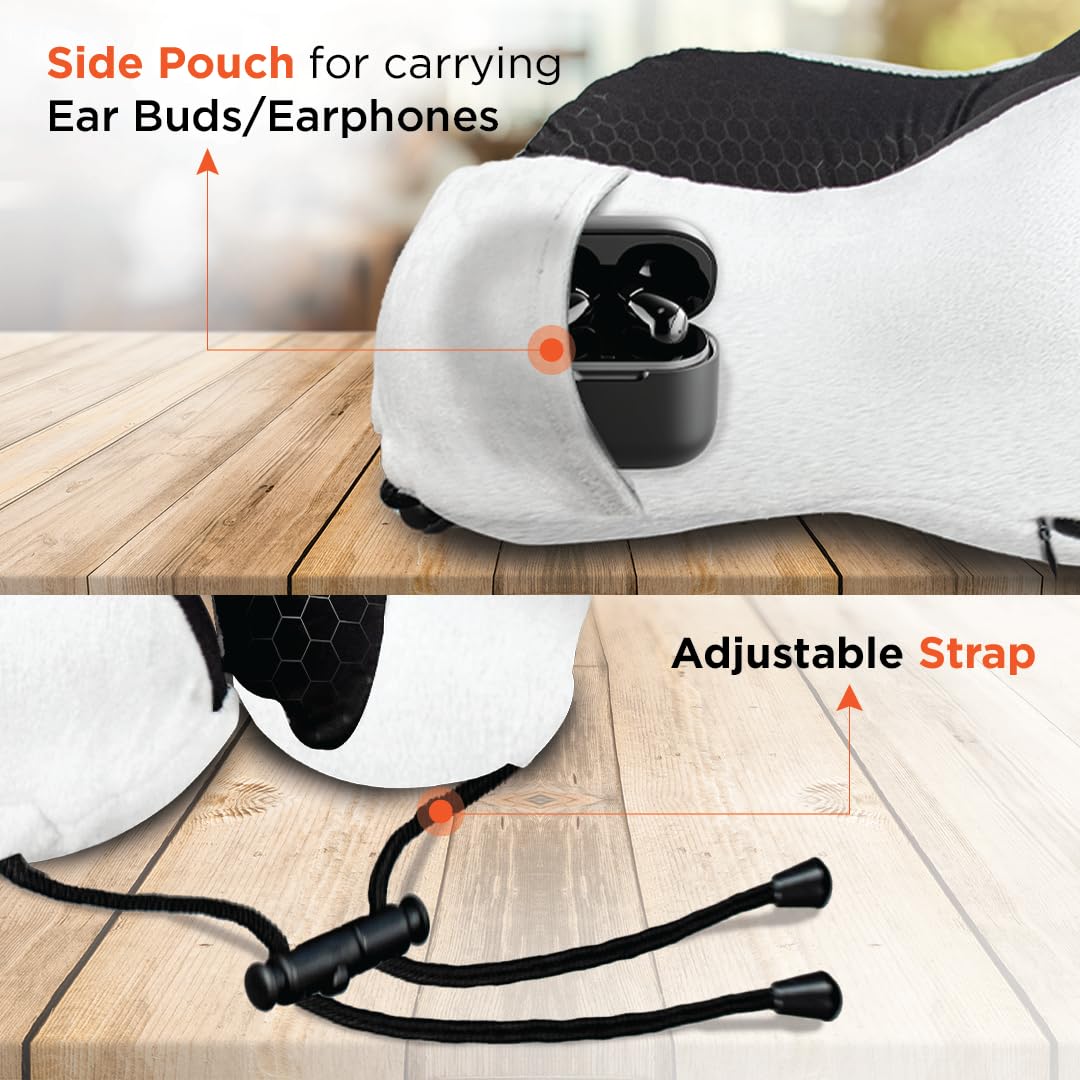 KPS Cute Cartoon Travel Neck Pillow with Eye Mask for Kids/Adults | Soft & Comfortable U-Shaped Pillow for Flight/Car/Train Travel | Sleeping Headrest Pillow (Pack of 1,Multicolor)