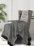 SASHAA WORLD Soft Cotton Throw Blanket | Throw for Living Room, Sofa, Bed, Chair, Picnic & Used for Gift | Black, 160x130 cm Kafalo