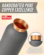 viDixn Pure Copper Water Bottle Ayurvedic Leak-Proof Copper Bottle for Drinking Water – Handcrafted Mandala Design – BPA-Free & Eco-Friendly – Improves Immunity & Digestion (SILK GREY) 950ml