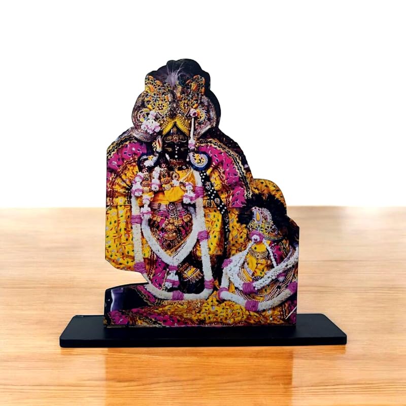 SHRIJIMATHURA Shri Radha Ballabh Lal Ji Cutout shri Radha Naam Wall Cardboard Handcrafted for Home Office & Temple Decor tabletop