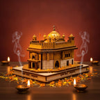 eXme Wooden Golden Temple Model – Replica of Shri Harmandir Sahib with Golden Accents – Perfect MDF Model for Home Decor and Collectors