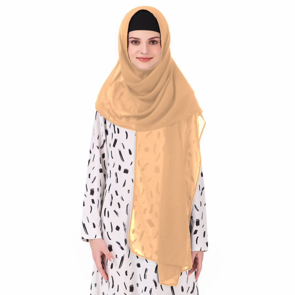 MyBatua Long Hijab in Breathable Soft Georgette large Head Wrap, Wholesale Price, 1pc Scarf HJ-020 (100x225 cm, Peach)