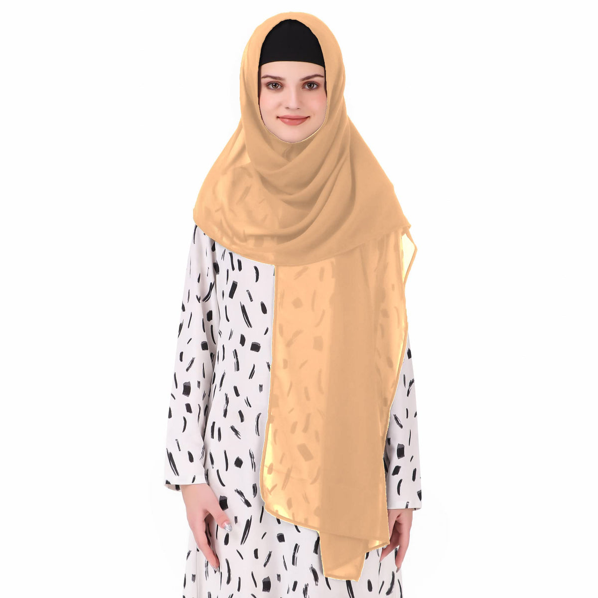 MyBatua Long Hijab in Breathable Soft Georgette large Head Wrap, Wholesale Price, 1pc Scarf HJ-020 (100x225 cm, Peach)