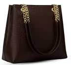 CLASSIC SMUGGLER Large Capacity Croco Pattern Tote Bags For Womens Big Purses And Handbags Ladies Shoulder Bag (Dark Brown)