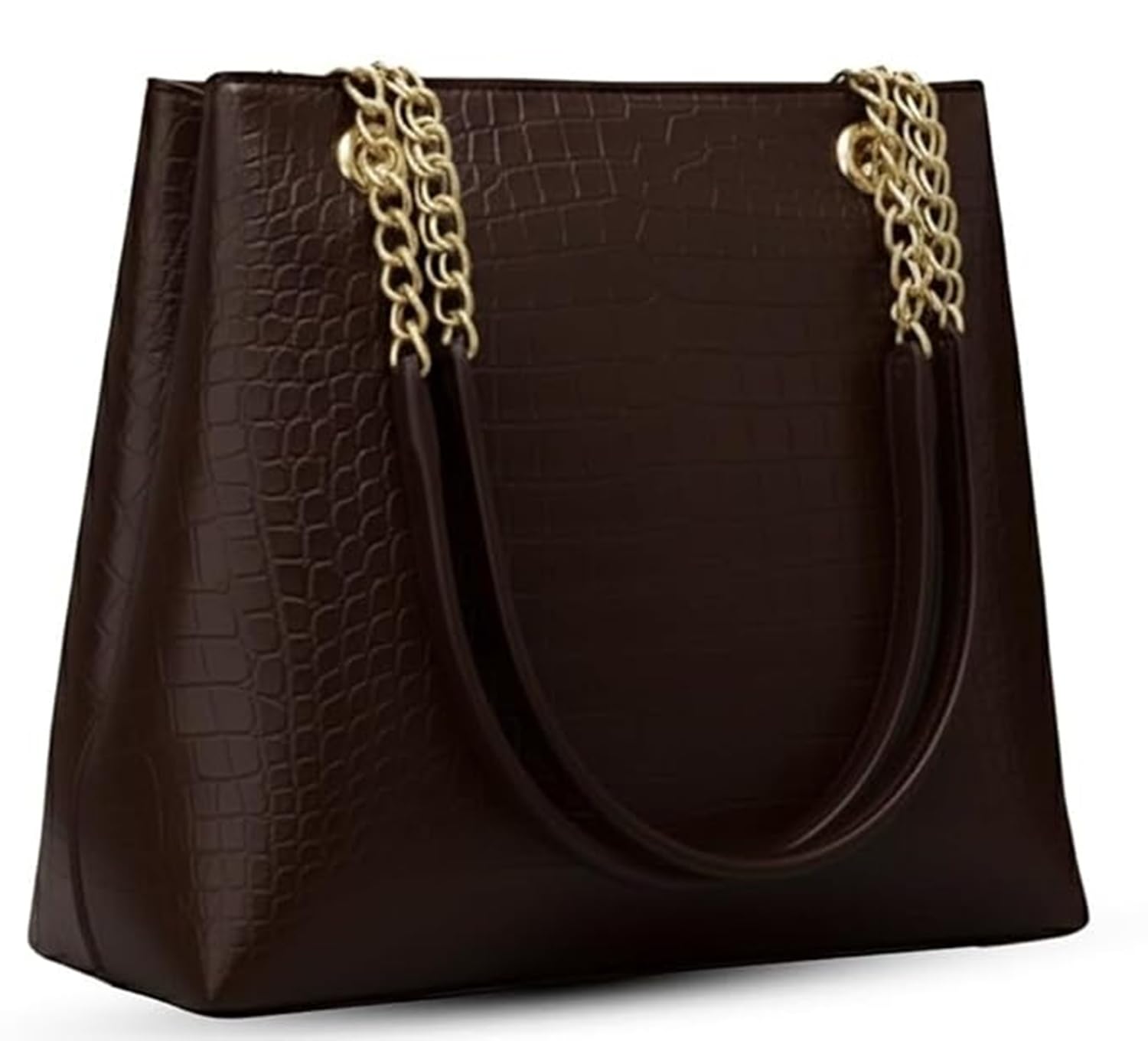 CLASSIC SMUGGLER Large Capacity Croco Pattern Tote Bags For Womens Big Purses And Handbags Ladies Shoulder Bag (Dark Brown)