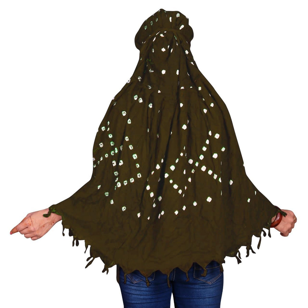 HETVIN Cotton Long Scarf Cum Mask Scarves Usable for Vehicle Driver | White Printed Design Fabric | Universal Size | Soft & Breathable Sun Protection | For Girl & Women (Mehndi)
