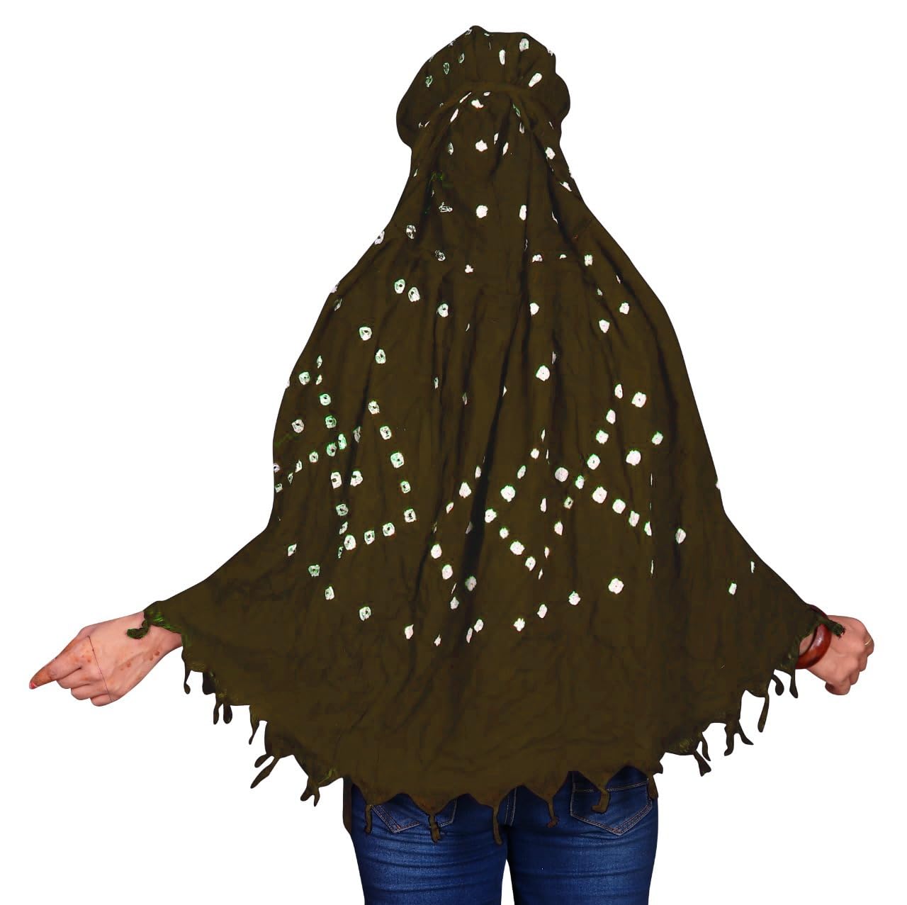 Vinsh Enterprise Cotton Long Scarf Cum Mask Scarves Usable for Vehicle Driver | White Printed Design | Universal Size | For Girl & Women | Soft & Breathable Sun Protection (Mehndi)