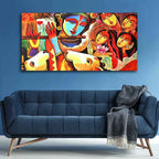VIBECRAFTS Canvas Paintings for Living Room Drawing Room Radha Krishna Decorative Pattern Canvas Big Wall Painting Wall Art Fitted with Wooden Frame for Home|Office|Gift(PTVCH_2246)