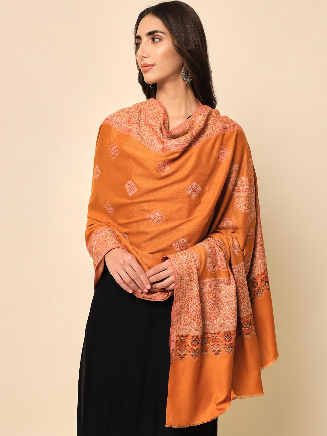 Pashmoda Women Chaman Woven Design Jamawar Shawl (Size 101X203 CM)