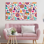 VIBECRAFTS Beautiful Madhubani Art Canvas Wall Painting Set of Five For Home|Office|Living Room|Gift (PTVC5Pcs4_8574N)