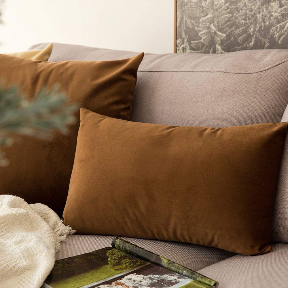 Khooti Velvet Cushion Cover, 24x24 (Brown) (Pack of 5)
