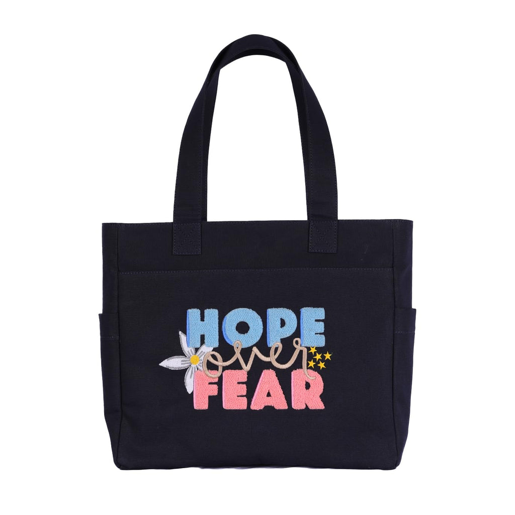 TSANTA U Shaped Canvas Tote Bag, 35.56x33.02 cm with 10.8 cm Gusset, Cotton, Zipper Closure, Laptop Compartment (Hope)