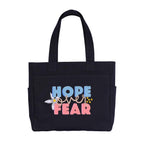 TSANTA U Shaped Canvas Tote Bag, 35.56x33.02 cm with 10.8 cm Gusset, Cotton, Zipper Closure, Laptop Compartment (Hope)