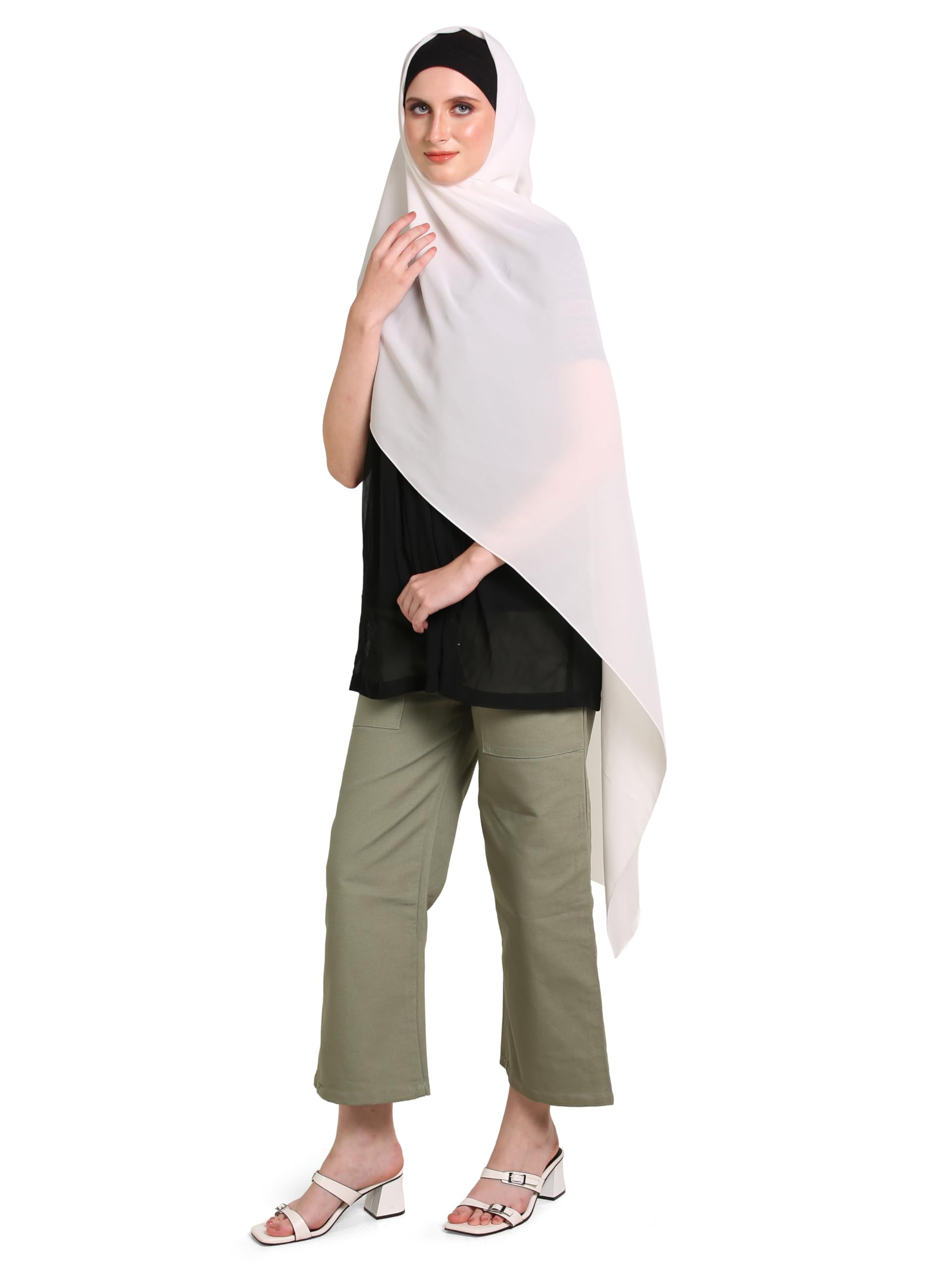 SAHIL SCARF Women Hijab Scarf 180x70cm Chiffon Georgette Lightweight Soft Fabric Easy to Drape with Burqah Abaya and Modest Dress