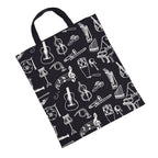 Cartoon Muscial Instruments Patterns Washable Cotton Cloth Music Tote Sulder Grocery Spping Bag for Students Girls