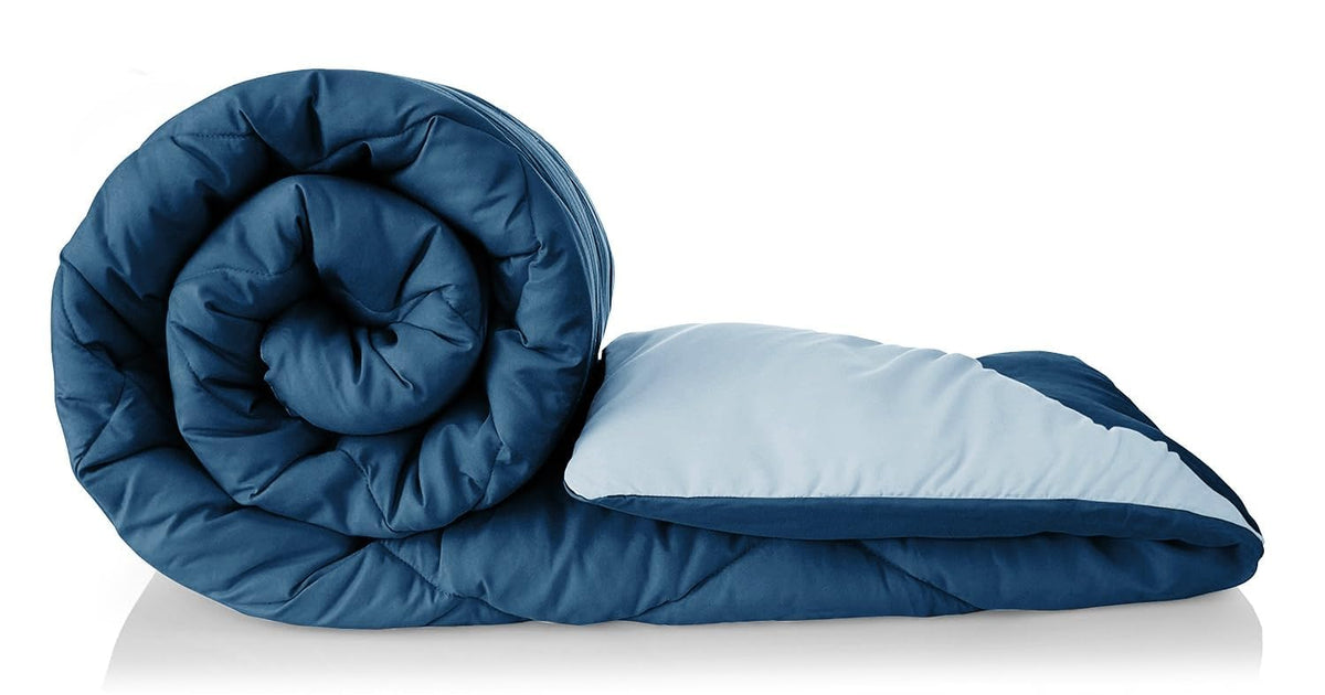 A Brand New - Umi AC Comforter Double Bed | AC Blanket Double Bed | 220 GSM Ultra Super Soft Microfiber Reversible Lightweight All-Weather Bed Comforter/Duvet/Quilt (90X86 Inche, Teal & Grey) Kafalo