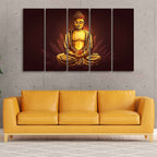 VIBECRAFTS Devotional Buddha Meditating Canvas Wall Painting For Home|Office|Living Room|Gift (PTVC5Pcs4_8618)