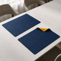 The Table Tales Premium Double-Sided PU Leather Placemat Set of 2 | Reversible Waterproof Heat Resistant Table Mats | Kitchen Dining Accessories | 45 x 30 cm (Navy Blue & Yellow) Kafalo
