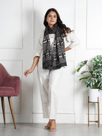 RAI SAHAB Printed Cotton Scarf for Women, Lightweight Soft Scarves Stoles for Summer & Winter(ST-97BLK10)