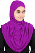MyBatua Women's 2-Piece Al-Amira Hijab with Under Female Scarf/Cap/Bonnet in Soft Viscose Jersey, Ready to Wear HJ-129 (Magenta), Pink