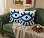 Furnistitchs Premium Decorative Throw Cushion Pillow Cover Boho Home Decor - Living Room Bedroom Couch Sofa Cushion Covers 16 inch x 16 inch (2, Blue Cross)