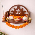 BerryBox Wooden Pooja Mandir for Home Office & Shop - Beautiful Brown Wood Temple for Home Wall Hanging | Exquisite Pooja Stand for Daily Prayer & Sacred Decor | Compact Devghar Mandapam (Brown)