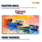 VIBECRAFTS Canvas Paintings for Living Room Drawing Room Canvas Wall Painting of The Colorful Boats in Shades of Sunset Fitted with Wooden Frame for Home|Office|Gift(PTVCH_2263N)(48 x 24 Inches)