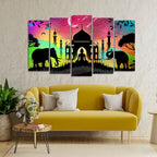 VIBECRAFTS Vector Illustration Art Canvas Wall Painting Set of Five For Home|Office|Living Room|Gift (PTVC5Pcs2_6570)